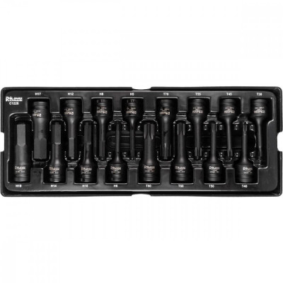 Set capete tubulare de impact TORX si IMBUS, sertar TIP A (385x150 mm) pentru dulap mobil, T30-T80, H5-H19, 1/2&amp;quot;, 16 buc, RICHMANN EXCLUSIVE foto