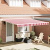 Marchiză retractabilă manuală Dungi roșii și albe 400x300 cm