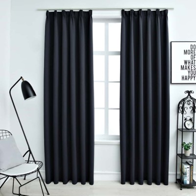 Draperii opace cu c&amp;acirc;rlige, 2 buc., antracit, 140 x 225 cm foto