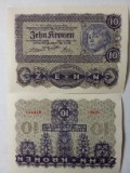 Austroungaria 10 Korona 1922 XF, Bancnota Straina, Europa