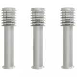 Cumpara ieftin Lampi exterioare de podea 3 buc. argintiu 60 cm otel inoxidabil