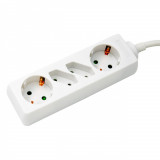 Prelungitor Electrice, Model 3680W, 4 Prize, Siguranță pentru Copii, Cablu 1.5m, Alb, Oem
