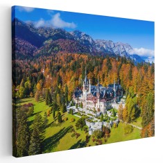Tablou Castelul Peles Sinaia Romania 1526 Tablou canvas pe panza CU RAMA 20x30 cm