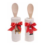 Cumpara ieftin Set 2 prosoape bucatarie si 2 linguri Craciun CII 38 x 64 H, 28 H