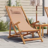 vidaXL Scaun de plajă pliabile, taupe, lemn masiv eucalipt și țesătură
