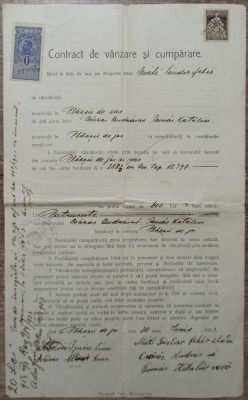 Contract vanzare-cumparare bilingv, Plaesii de Jos si Sus// 1923 foto