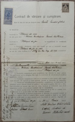 Contract vanzare-cumparare bilingv, Plaesii de Jos si Sus// 1923 foto