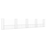 Cumpara ieftin Cos de gabion in forma de U cu 5 stalpi, 500x20x100 cm, fier