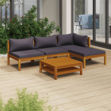 VidaXL Set mobilier de grădină cu perne, 5 piese, lemn masiv acacia