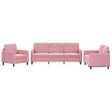Cumpara ieftin Set de canapele, 3 piese, roz, catifea