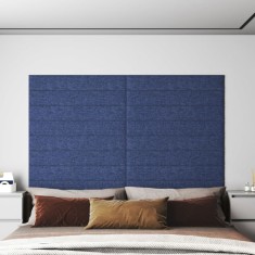 vidaXL Panouri de perete 12 buc. albastru 90x15 cm textil 1,62 m&sup2;