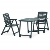 Set mobilier de bistro pliabil, 3 piese, verde, plastic GartenMobel Dekor, vidaXL