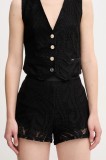 Gaudi pantaloni scurti femei, culoarea negru, cu imprimeu, high waist, 511FD25002