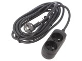 Prelungitor Alimentare Negru 5m 16A 2 Prize