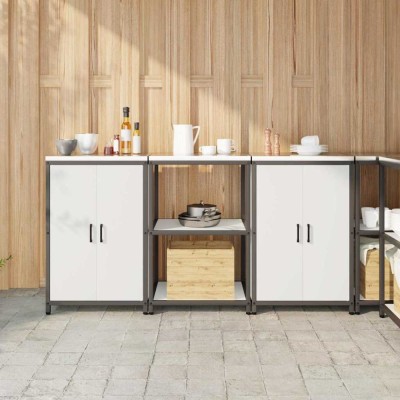 Set de depozitare pentru bucătărie 3 pcs Alb 180 x 50 x 92 cm foto