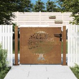 vidaXL Poartă de grădină 100x100 cm, oțel corten, design copac 153161