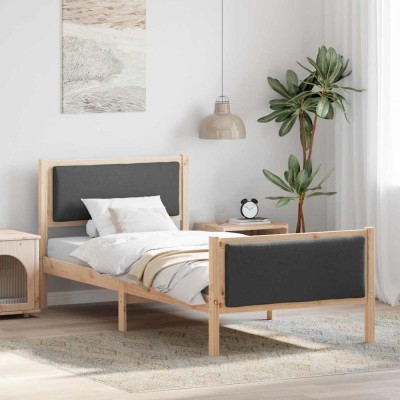 vidaXL Cadru de pat cu headboard Gri &amp;icirc;nchis 90 x 200 cm țesătură 878355 foto