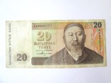 Rara! Kazahstan 20 Tenge 1993 seria:86 85 777,bancnota din imagini aproape la un sfert de pret