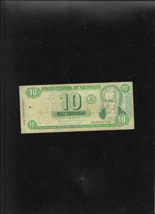 Rar! Nicaragua 10 cordobas 2002 seria07825794