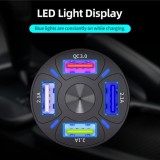 Cumpara ieftin Incarcator auto USB cu lumina LED, 3A, QC3.0, 4 porturi USB, Incarcare rapida, Negru