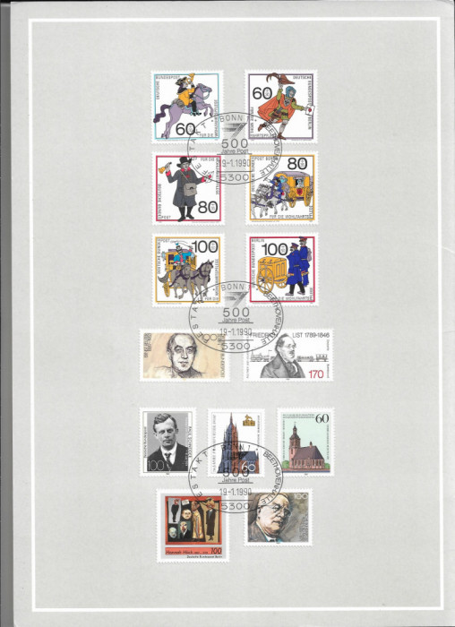 Germania FDC 1990 27 timbre aniversare 500 ani posta
