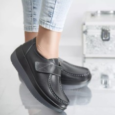 Pantofi cu platforma riley negru piele naturala, 36