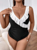 Costum de baie intreg, cu model, negru, dama, Shein