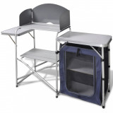 vidaXL Bucătărie de camping pliabilă, cu parav&acirc;nt, aluminiu 41330