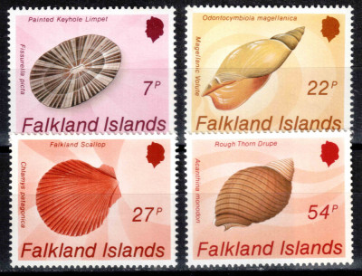 Falkland 1986, Mi #440-443**, fauna marina, scoici, cochilii, MNH! Cota 12 &amp;euro;! foto