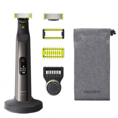 Aparat de tuns barba si parul corporal Philips OneBlade Pro QP6551/17,, 120 min, Afisaj LED, Umed si uscat, Suport incarcare, Crom