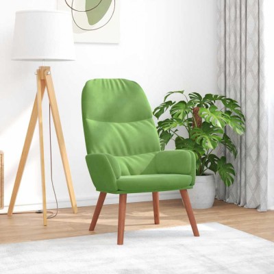 vidaXL Scaun de relaxare, verde deschis, catifea foto