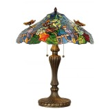 Veioza cu baza din polirasina maro si abajur din sticla Tiffany &Oslash; 52x65 cm