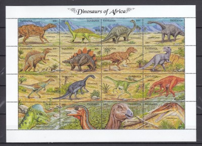 Tanzania - DINOZAURI - BL XXL 16 val. - MNH foto