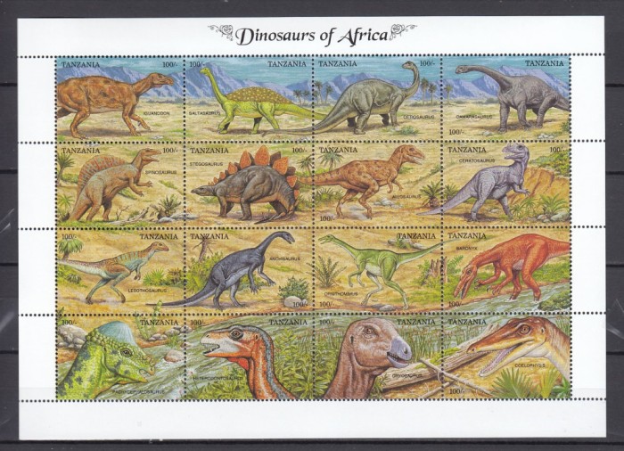 Tanzania - DINOZAURI - BL XXL 16 val. - MNH