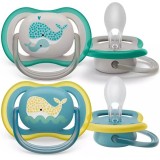 Set 2 suzete Ultra Air Philips-AVENT SCF349/24 , Ortodontice, fara BPA, 18 luni+, Gri/Albastru