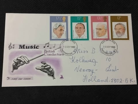 Anglia 1980 - Dirijori, serie pe FDC