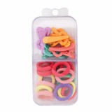 Cumpara ieftin Set 18 elastice par 1.5 cm si 5 cleme 3 cm model iepuras, cutie organizator transparenta, multicolor