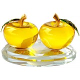2 mere suport aromaterapie, remediu de armonie &icirc;n relații, cristal k9 galben 12 cm