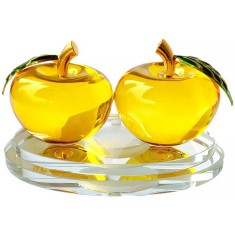 2 mere suport aromaterapie, remediu de armonie &icirc;n relații, cristal k9 galben 12 cm