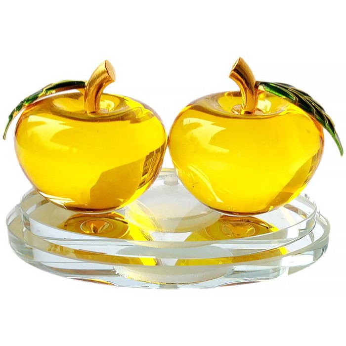 2 mere suport aromaterapie, remediu de armonie &icirc;n relații, cristal k9 galben 12 cm