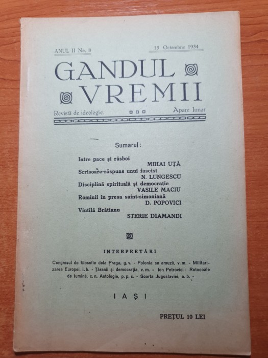 gandul vremii 15 octombrie 1934-art. &quot;scrisoare raspuns unui fascist&quot;- hitler