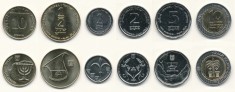 ISRAEL █ SET COMPLET DE MONEDE █ 10 Agorot +1/2+1+2+5+10 Sheqels 5782 2022 UNC