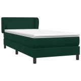 Cumpara ieftin Pat box spring cu saltea, verde inchis, 80x220 cm, catifea