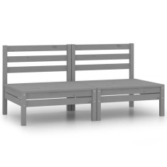 vidaXL Canapele de mijloc pentru grădină, 2 buc., gri, lemn masiv pin 806589