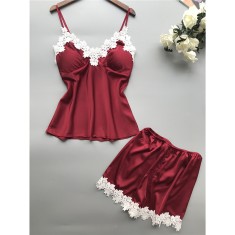 Pijamale sexy rosii din satin si dantela, marimea s, cod produs: crs01 foto