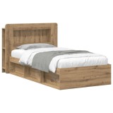 vidaXL Cadru de pat cu depozitare Stejar Artizanal 90 x 200 cm 3433454