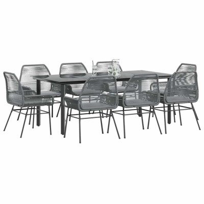 Gossi set de sufragerie de gradina de 9 piese sticla poliratan gri foto