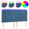 Tablie de pat cu LED, albastru inchis, 160x5x118/128cm, catifea