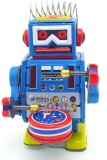 Robotel Tobosar din Metal Jucarie Mecanica cu Cheita Stil Retro Sci-Fi Vintage