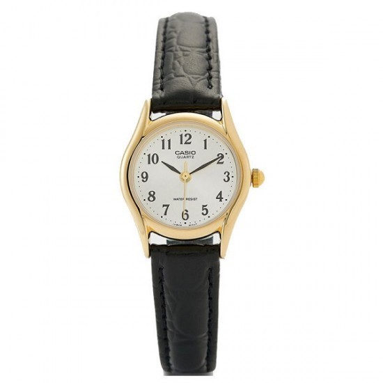 Ceas pentru femei din colecția Casio, cu curea de piele neagră LTP-1094Q-7B2RDF.